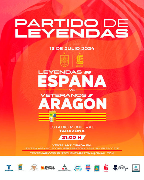 Partido en Tarazona de leyendas de fútbol Leyendas España vs Veteranos Aragón