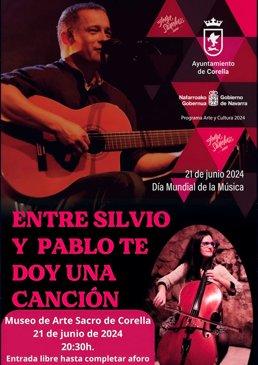 Concierto en Corella ‘Entre Silvio y Pablo te doy una canción’ a cargo del dúo Jorge Sánchez y Eva Niño