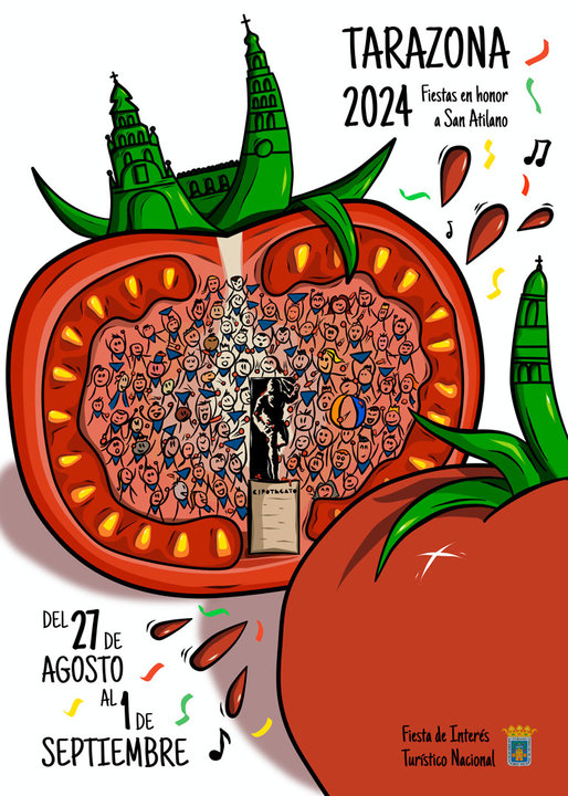 Cartel de fiestas de Tarazona titulado A tomate abierto