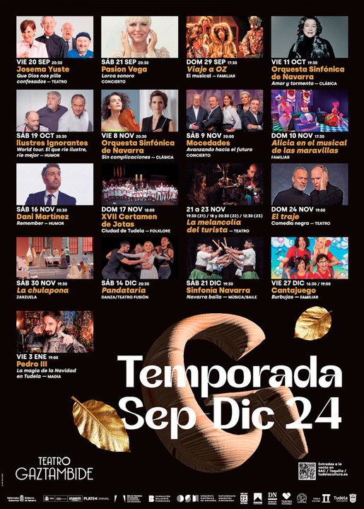 Programación septiembre diciembre 2024 del Teatro Gaztambide de Tudela