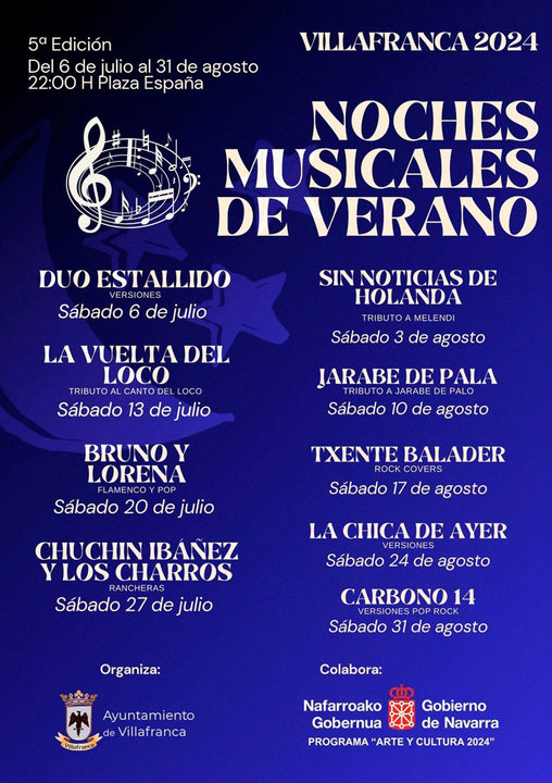 Noches musicales de verano 2024 en Villafranca