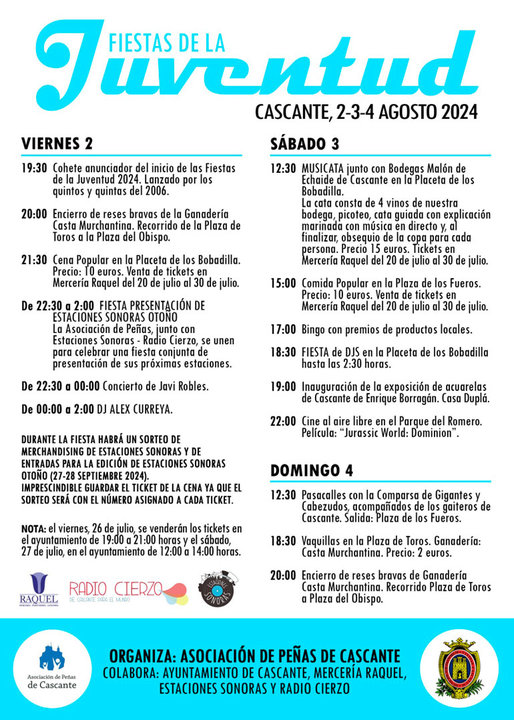 Programa de las Fiestas de la juventud 2024 en Cascante