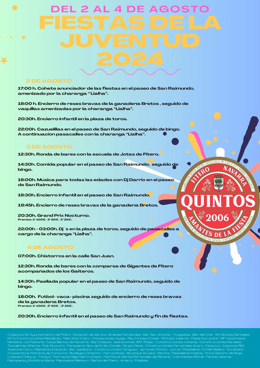 Programa de las Fiestas de la juventud 2024 en Fitero