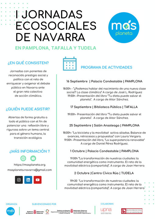 I Jornadas Ecosociales de Navarra 2024 en Pamplona, Tafalla y Tudela